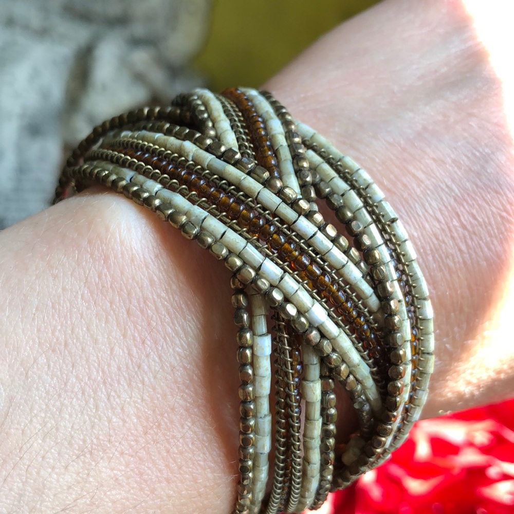 Brown and Tan Beaded Bracelet